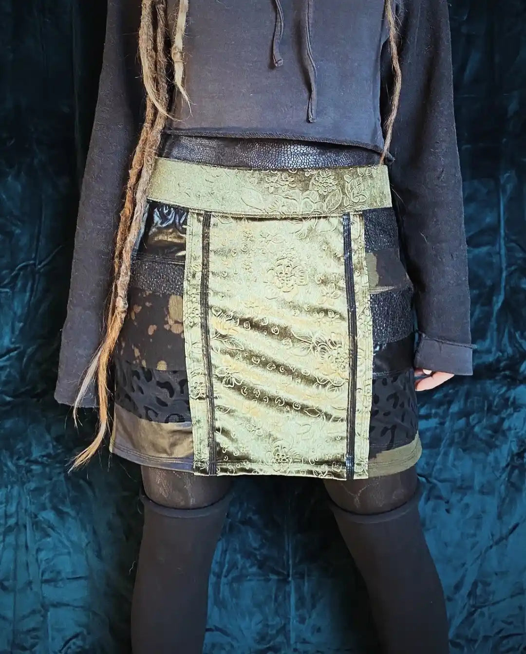 Minirock Floral Samt mit Patchwork