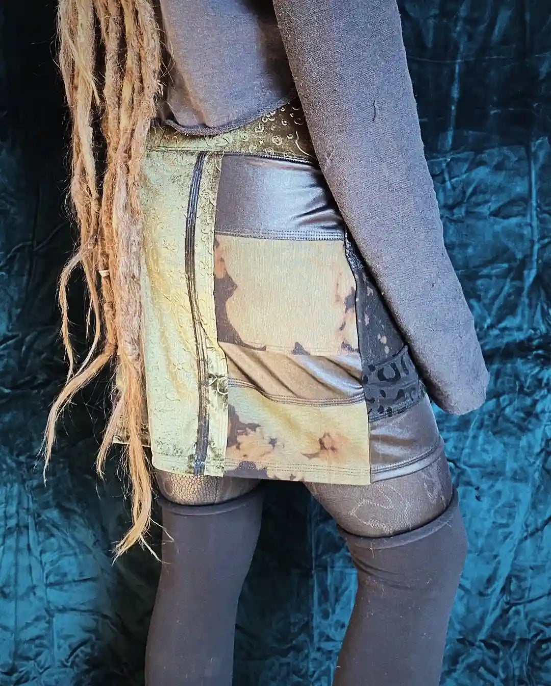 Minirock Floral Samt mit Patchwork