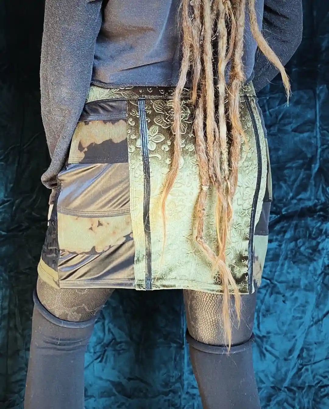 Minirock Floral Samt mit Patchwork