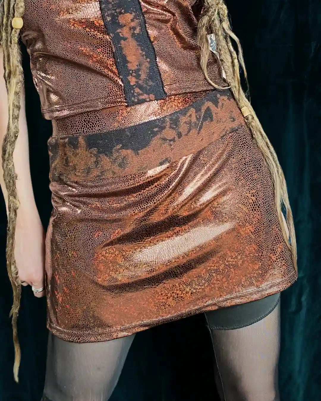 Minirock Holo Glitzer mit Tie Dye