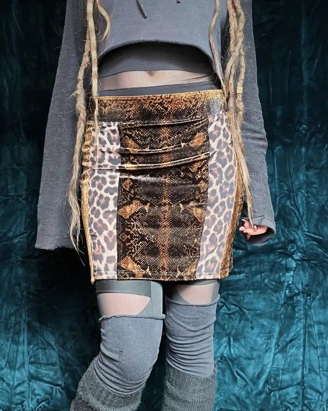 Minirock Samt Schlange/Leo