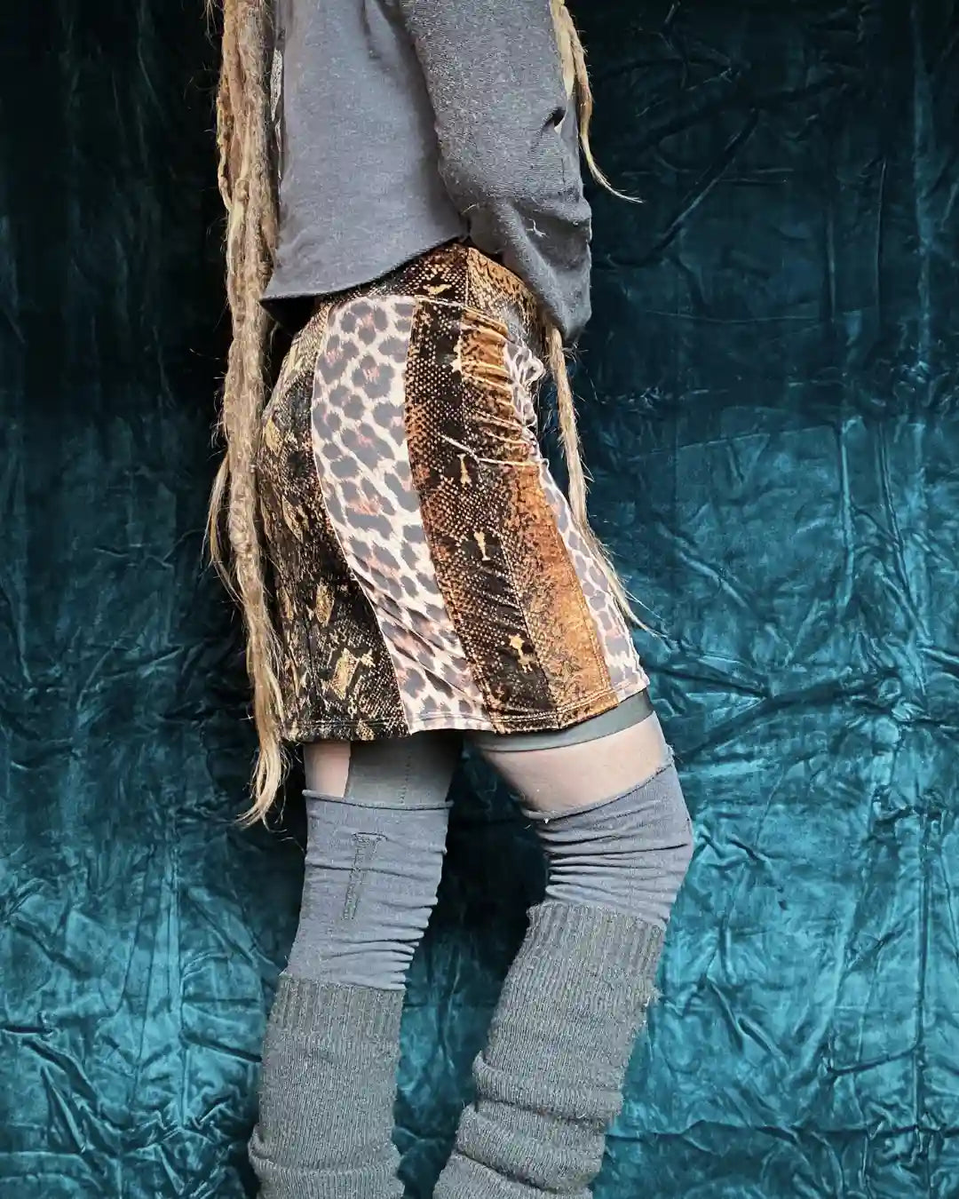 Minirock Samt Schlange/Leo