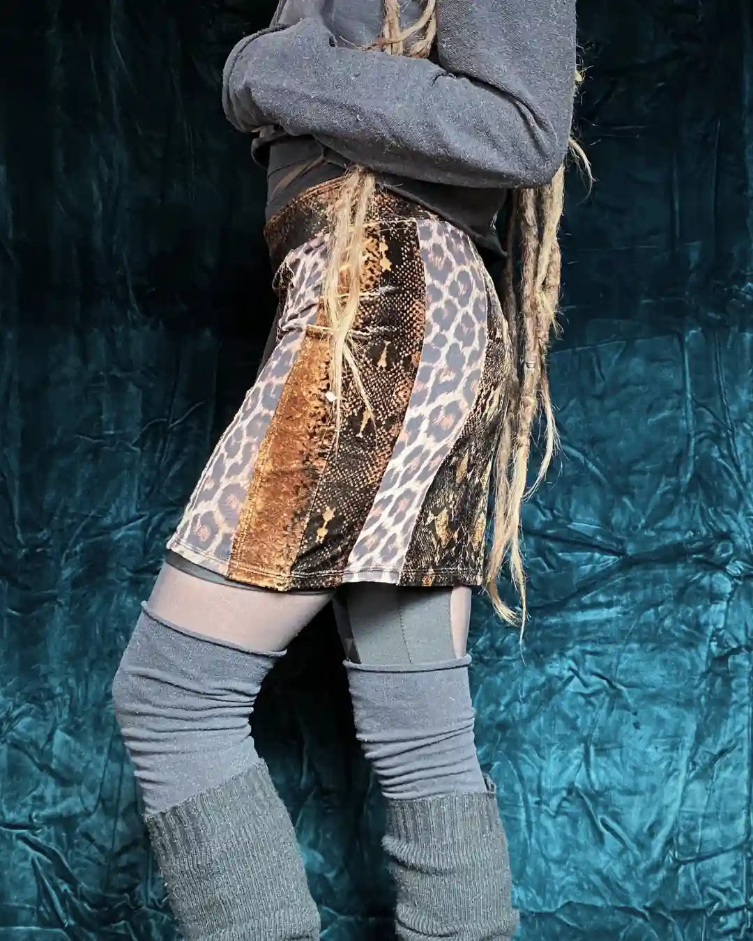 Minirock Samt Schlange/Leo