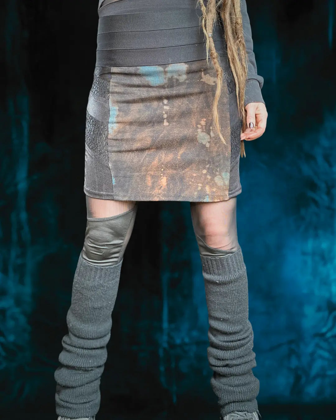 Minirock Tie Dye mit Snakeprint Patchwork