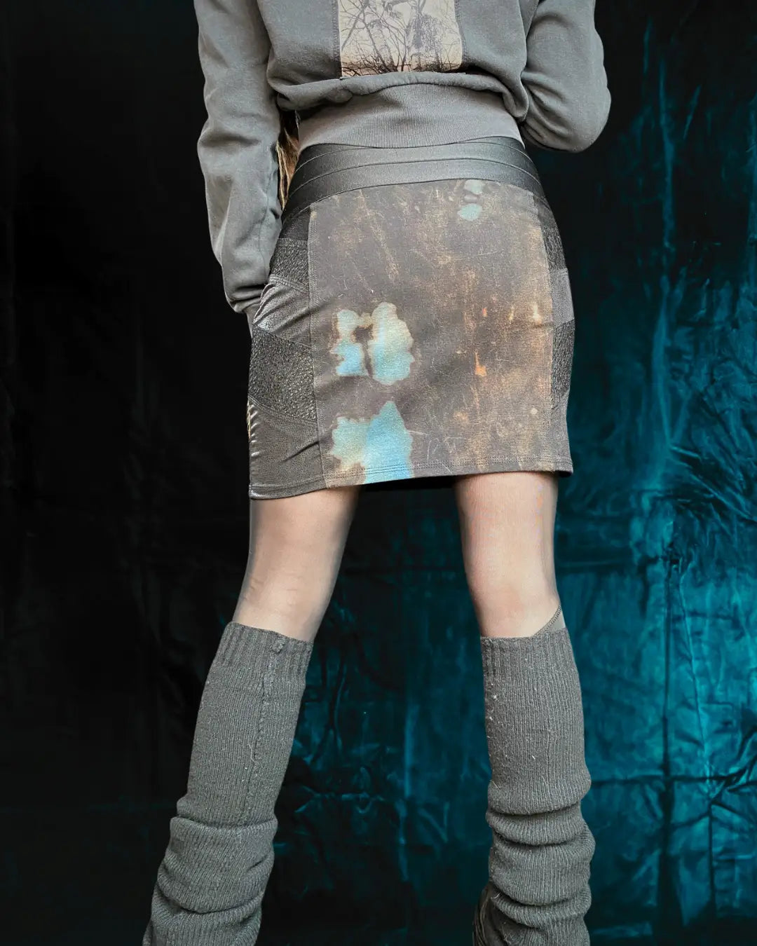 Minirock Tie Dye mit Snakeprint Patchwork