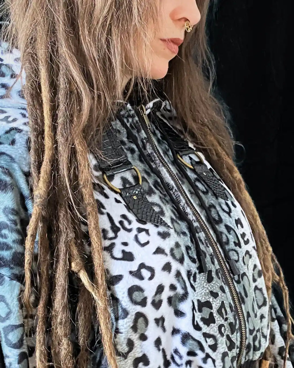 Felljacke Animalprint Leo mit Backpatch