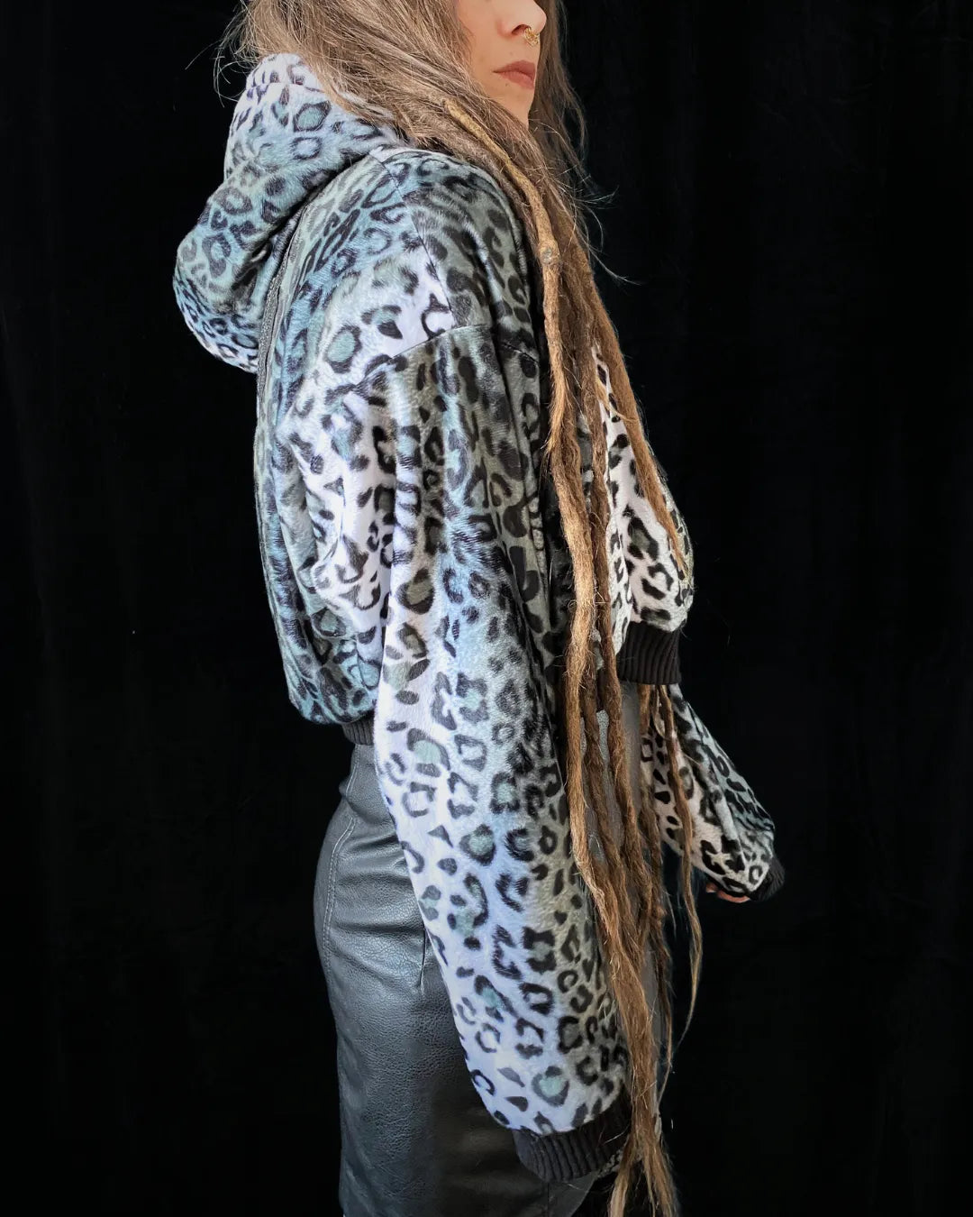 Faux Fur Jacket – Animalprint Snowleo with Backpatch