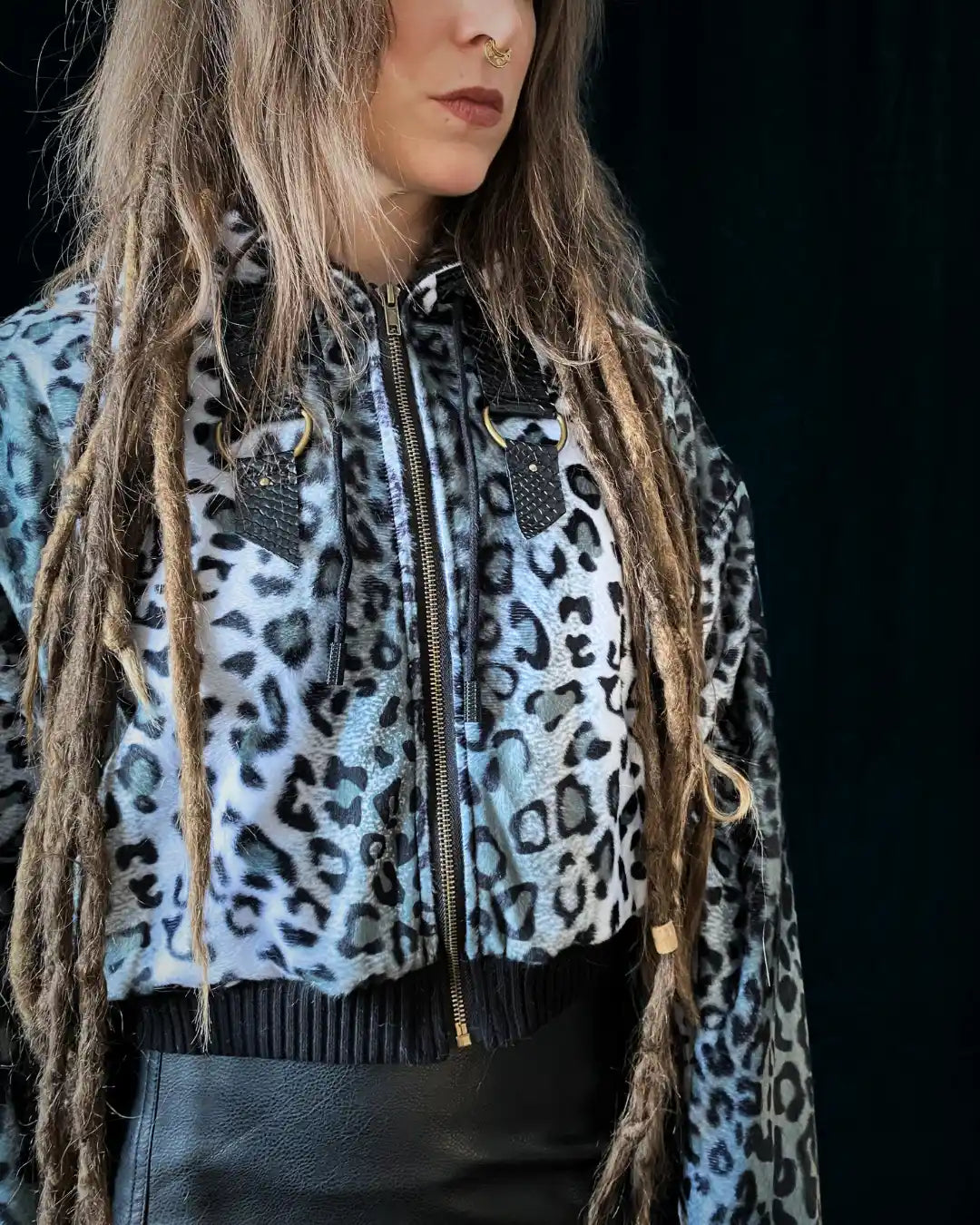 Faux Fur Jacket – Animalprint Snowleo with Backpatch