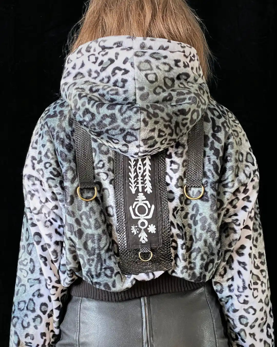 Faux Fur Jacket – Animalprint Snowleo with Backpatch