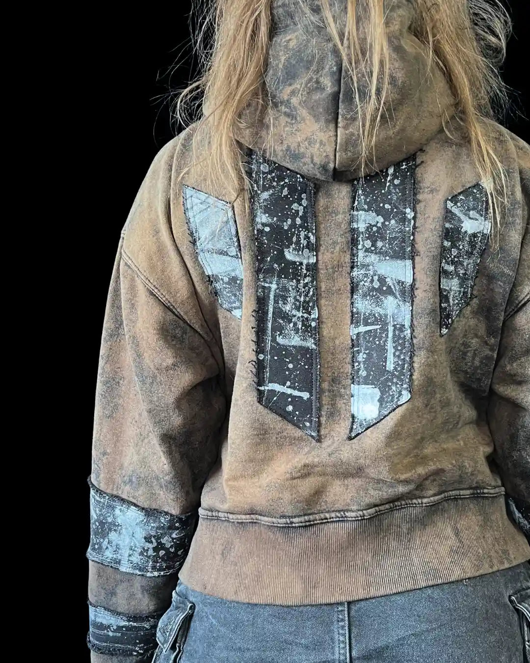 Crop Hoodie Acid bleach Size M III