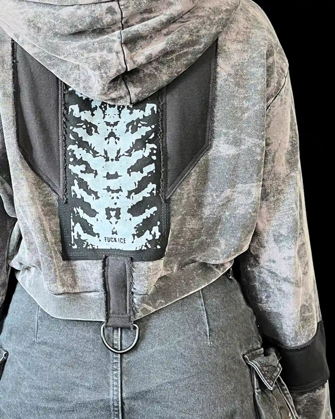 Crop Hoodie Acid bleach Size M II