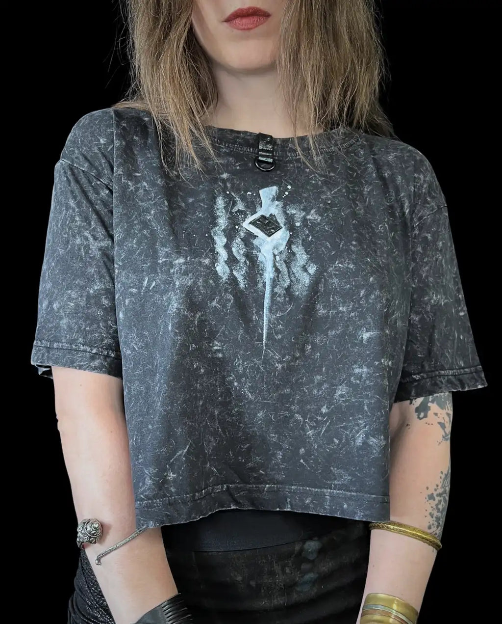 Painted Acid Tee • dunkelgrau • Katze/Schädel II • M