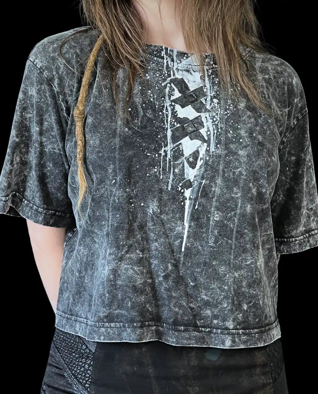 Painted Acid Tee • dark grey • crosses II • L