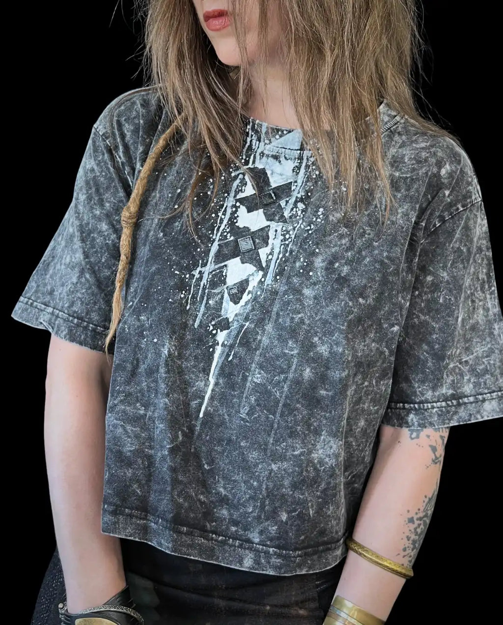 Painted Acid Tee • dark grey • crosses II • L