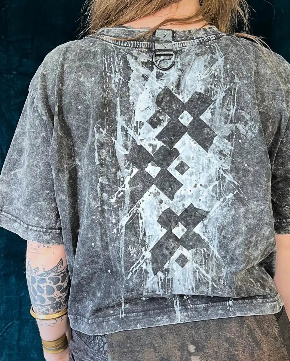 Painted Acid Tee • dark grey • crosses II • L
