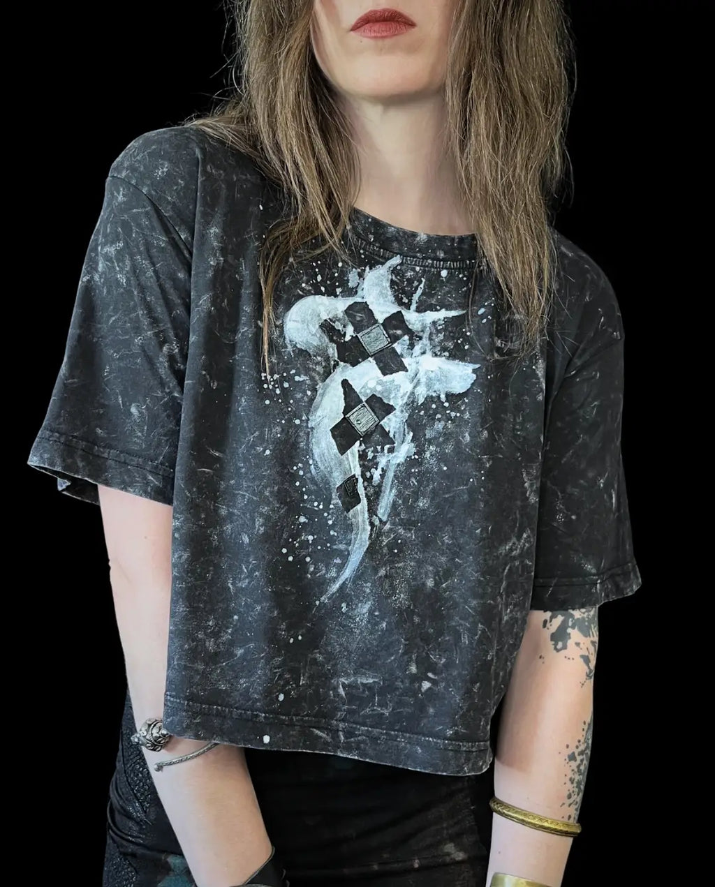 Painted Acid Tee • dark grey • crosses I • M