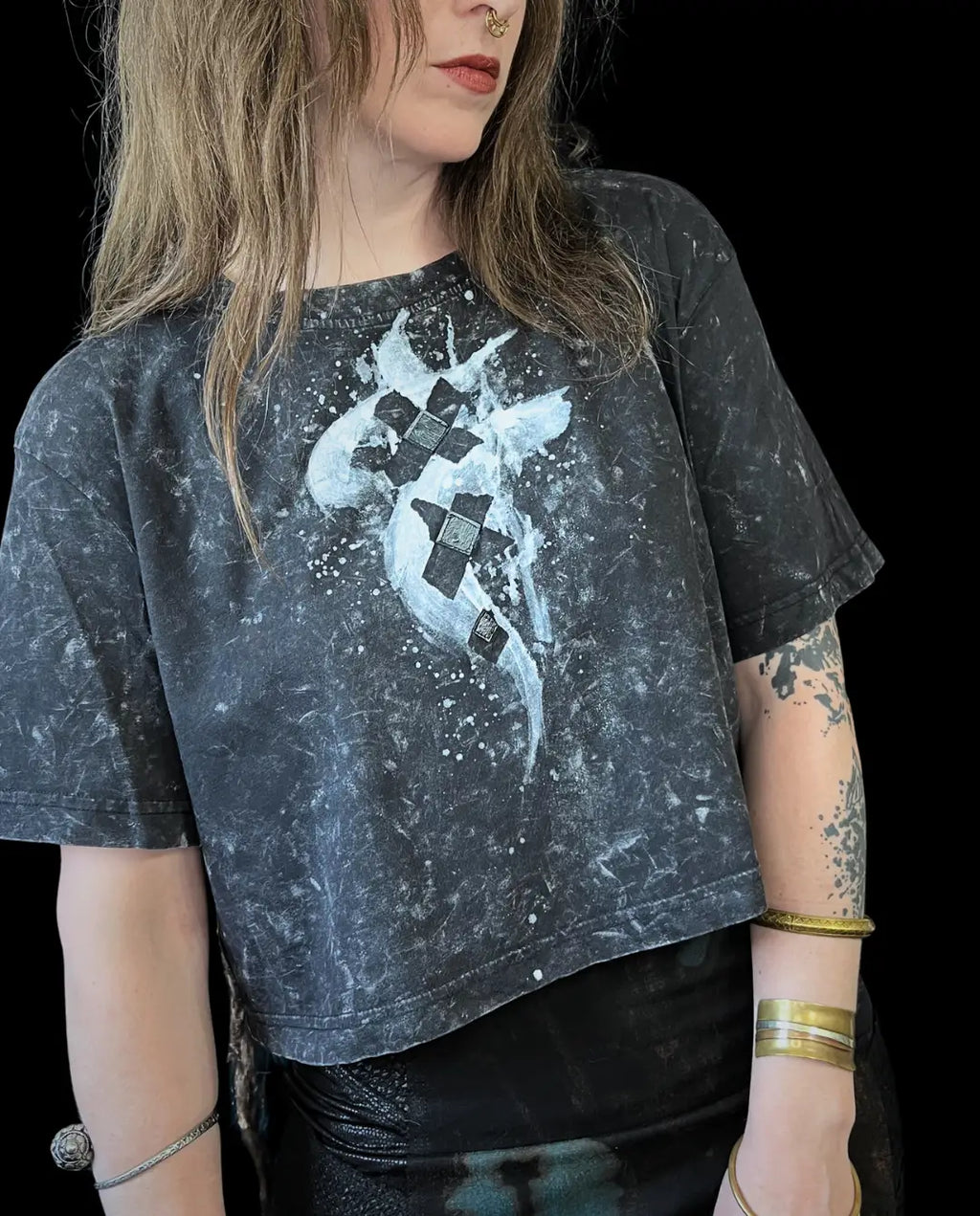 Painted Acid Tee • dark grey • crosses I • M