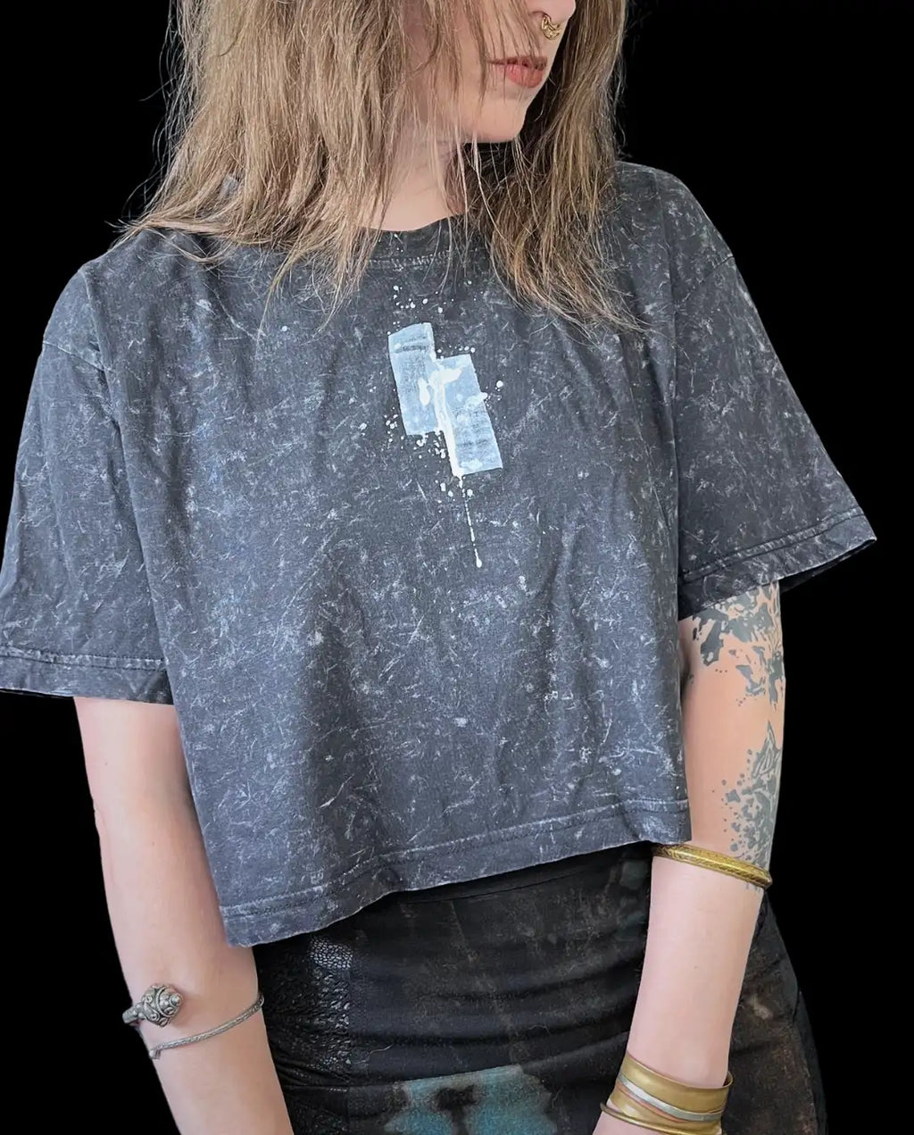 Painted Acid Tee • dunkelgrau • Grinsekatze • M