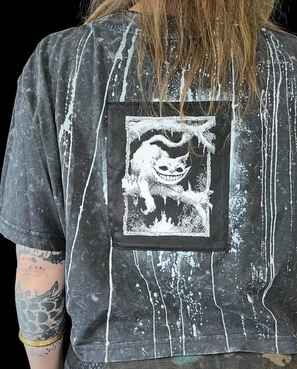 Painted Acid Tee • dunkelgrau • Grinsekatze • M