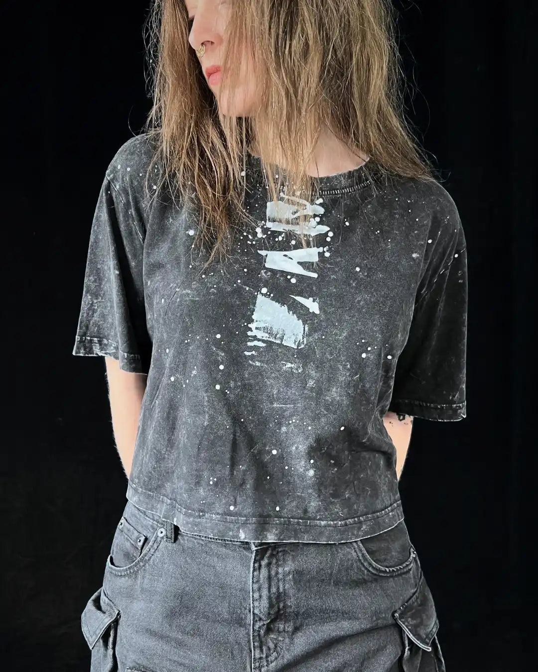 Painted Acid Tee • dark grey • Squares I • L