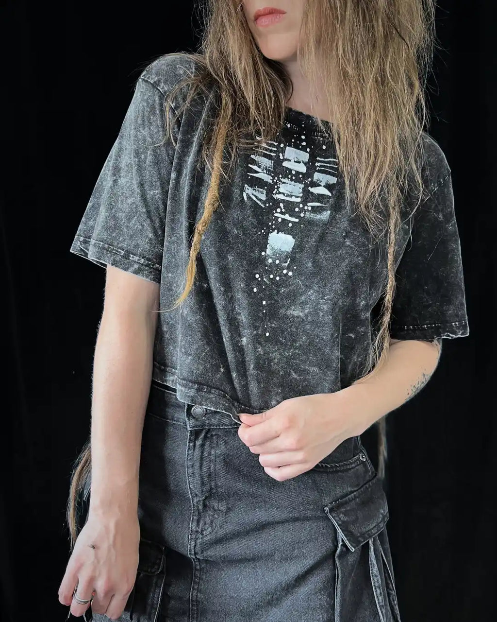 Painted Acid Tee • dunkelgrau • Doppelfuchs • S