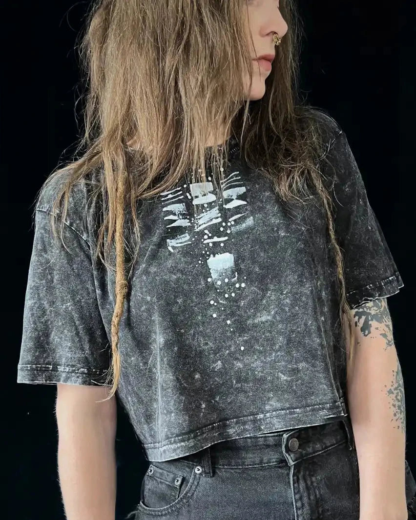 Painted Acid Tee • dunkelgrau • Doppelfuchs • S