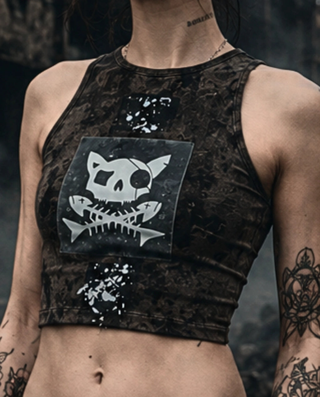 BAD Brown • Tight Crop Top • Pirata Kitty • M
