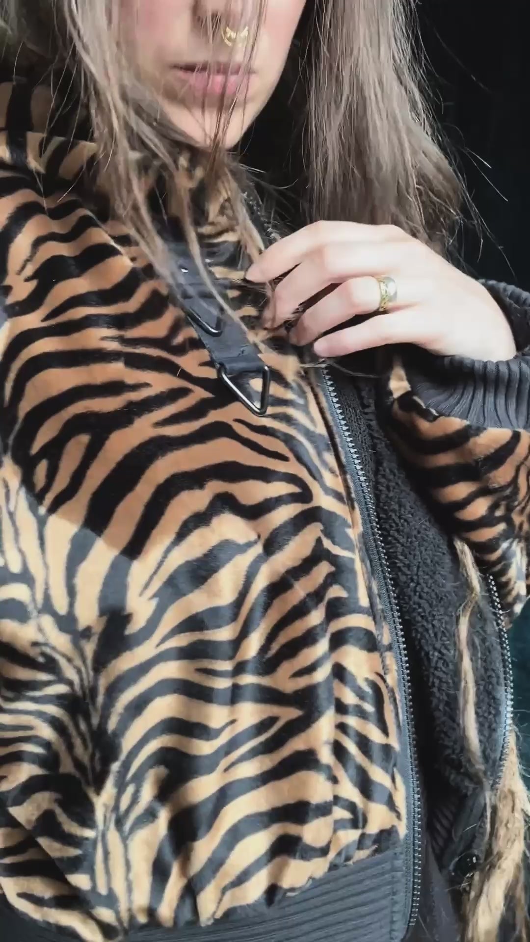 Felljacke Tiger braun